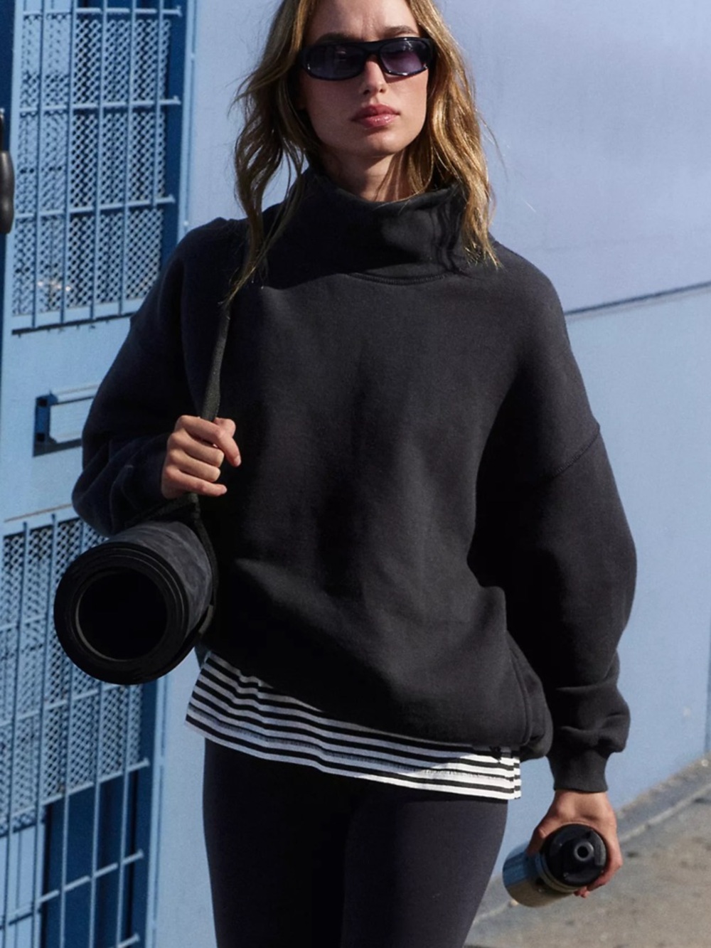 Free People A Cut Above Mock Neck Pullover Sweatshirt